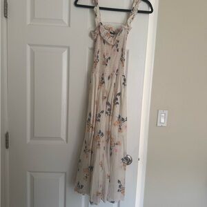 Ralph Lauren Cream Midi Dress with Yellow Floral Print